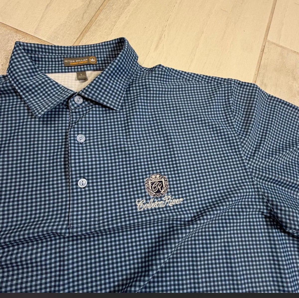 Peter Millar Gingham Golf Club Polo SIZE L