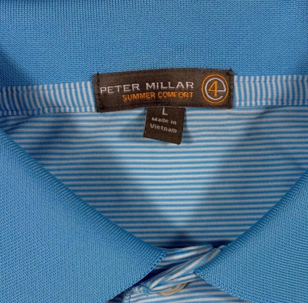 Peter Millar Striped Blue Butterfield Country Club Polo SIZE L