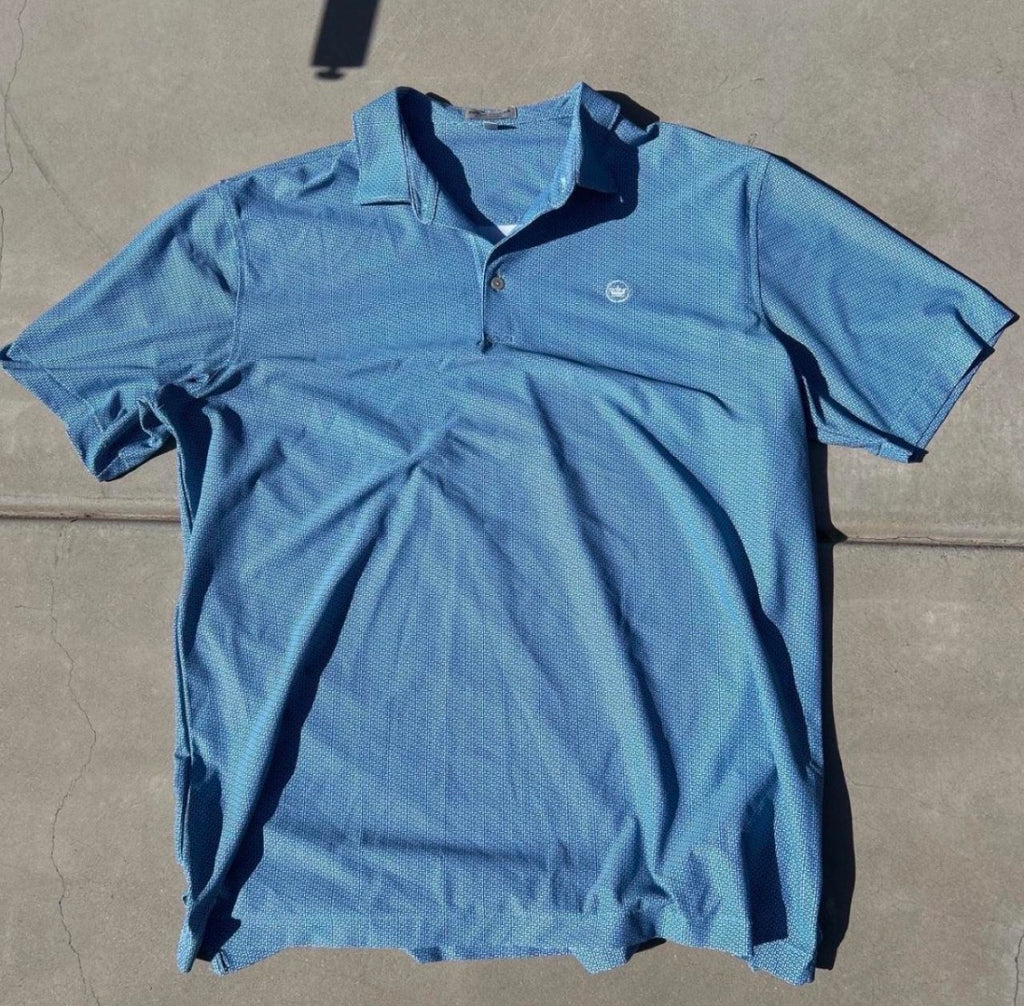 Peter Millar Blue Polo w/White Dots SIZE L