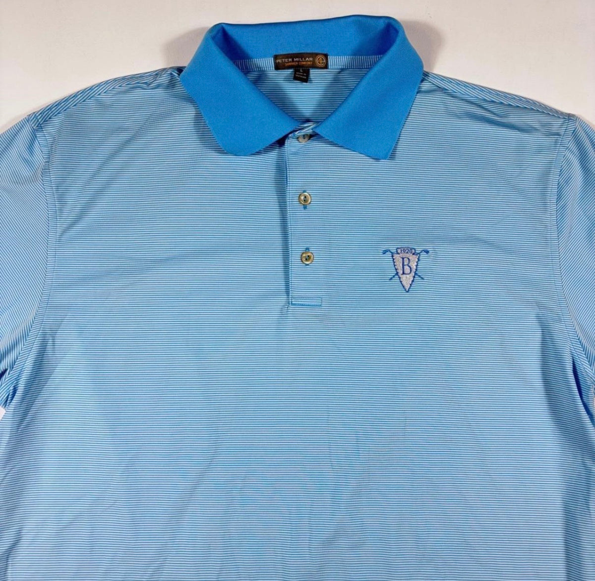 Peter Millar Striped Blue Butterfield Country Club Polo SIZE L