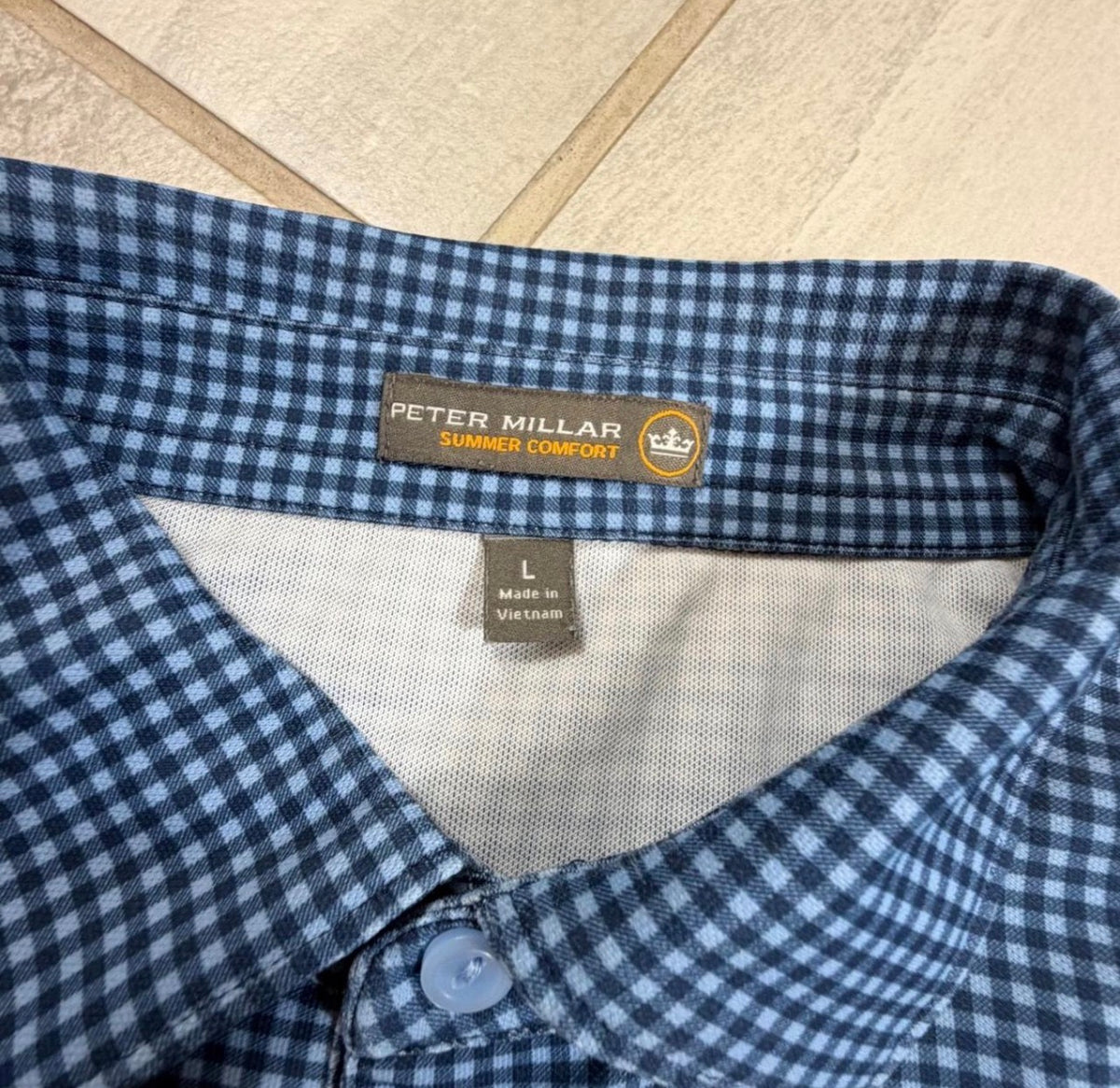 Peter Millar Gingham Golf Club Polo SIZE L